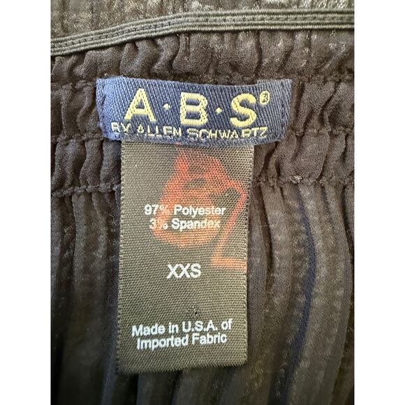 ABS Allen Schwartz Women XXS Sheer Black Sequin Beaded Tiered Ribbon Tie Dress‎ - Picture 3 of 14